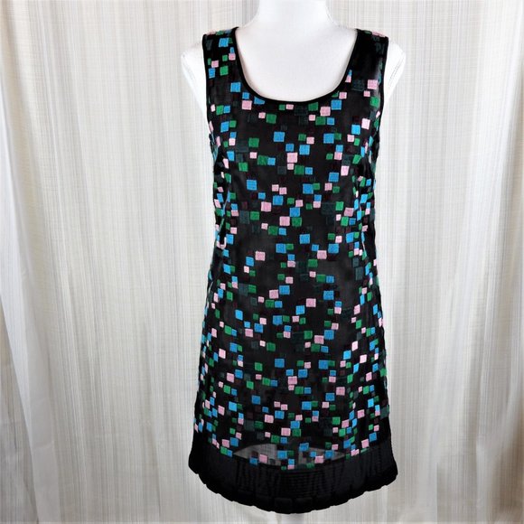 Catherine Malandrino  Black Dress Green/Blue/Pink - Picture 3 of 13